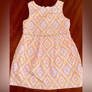 Oshkosh B’gosh Geometric Patterned neon toddler Dress linen lined zip-up back 3T